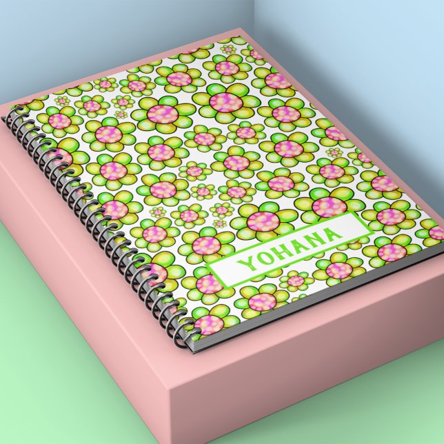 Cuaderno Personalizado de patrón de flor de primavera verde (Green Spring Flower pattern custom Summer Notebook)
