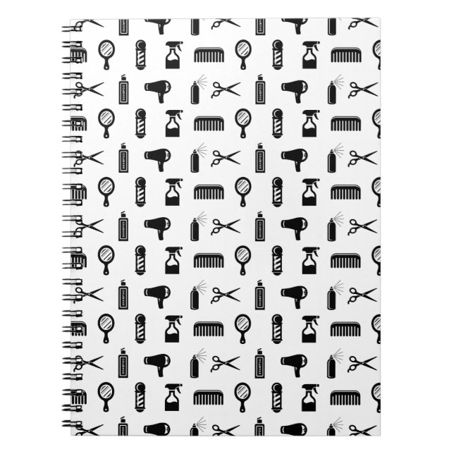 Cuaderno Personalizado de patrón de peluquería de salón y b (Frente)