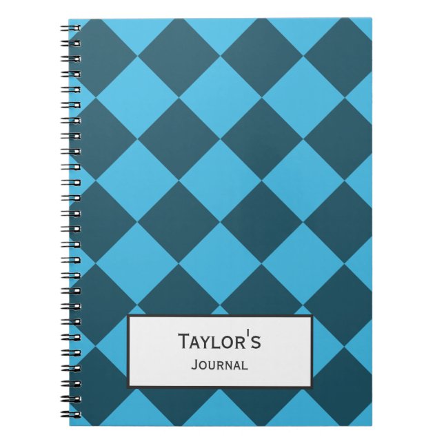Cuaderno Personalizado de patrón geométrico de diamante cia (Frente)