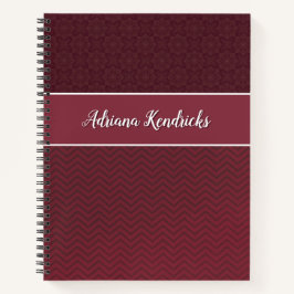 Cuaderno Personalizado de Patrones Rojos Sumptuosos