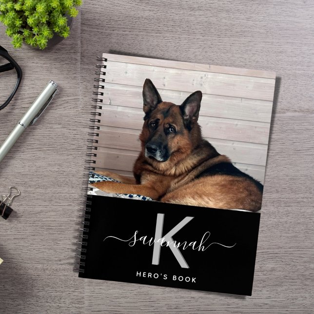 Cuaderno Personalizado de perro foto monograma blanco negro (Subido por el creador)