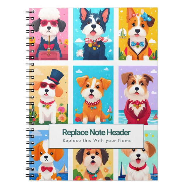 Cuaderno Personalizado de Perros Divertidos y Colo (Frente)