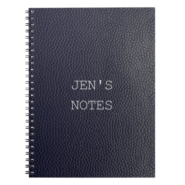 Cuaderno personalizado de piel/cuero negro/azul/pi (Frente)