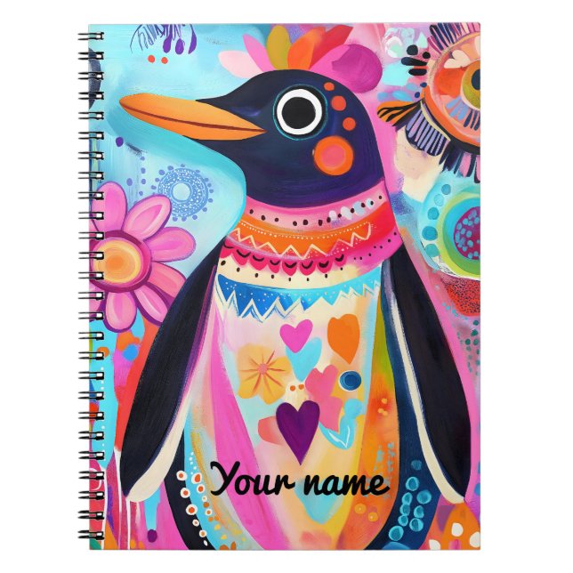 Cuaderno personalizado de pingüino: Ártico colorid (Frente)