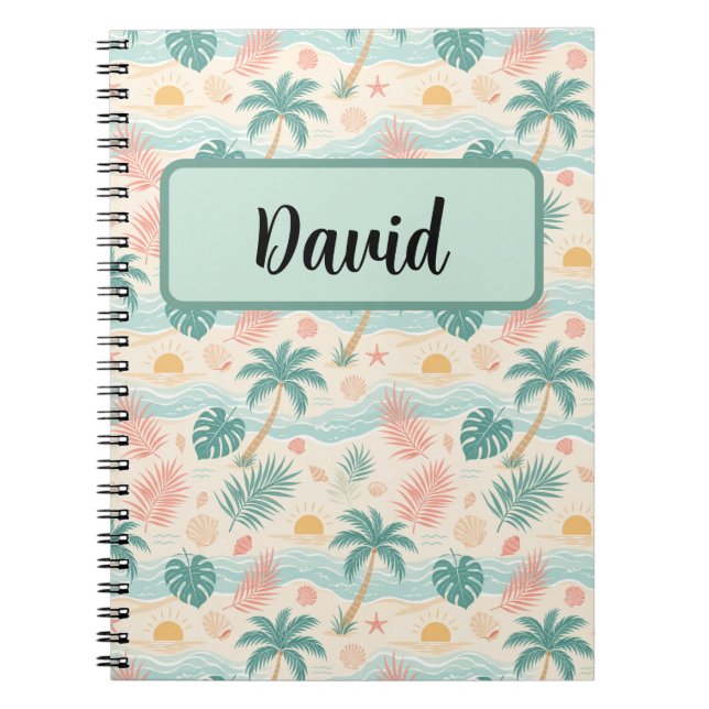 Cuaderno personalizado de playa tropical (Frente)