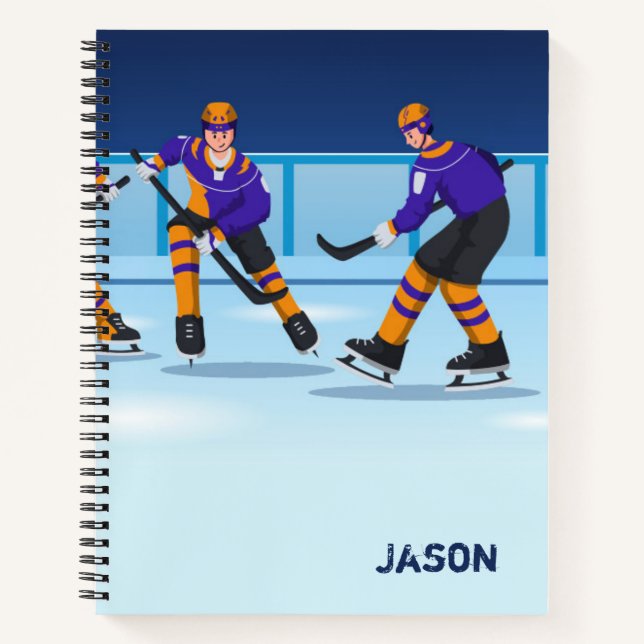 Cuaderno Personalizado de portátiles con espiral de hockey  (Anverso)