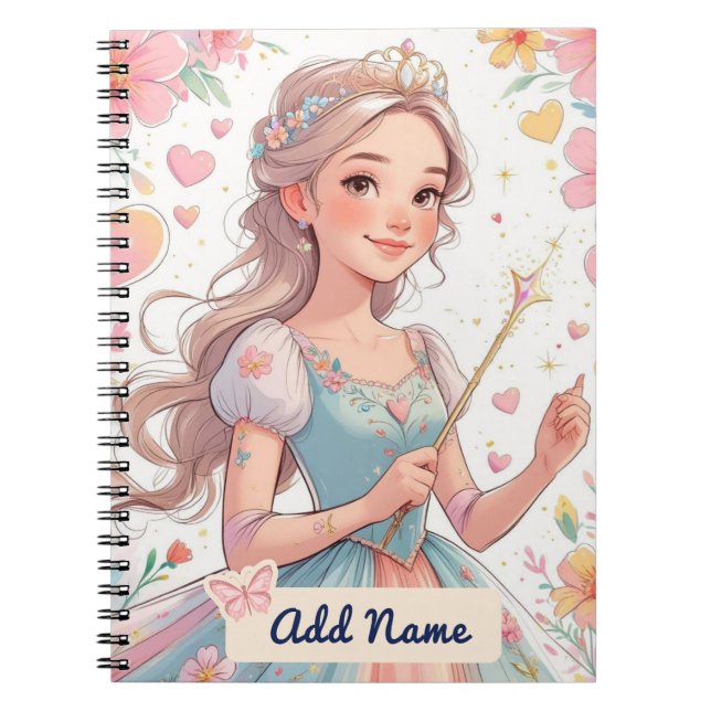 Cuaderno Personalizado de Princesa – Agregar Nombr (Frente)