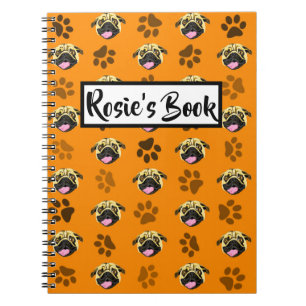 Cuaderno personalizado de pug naranja
