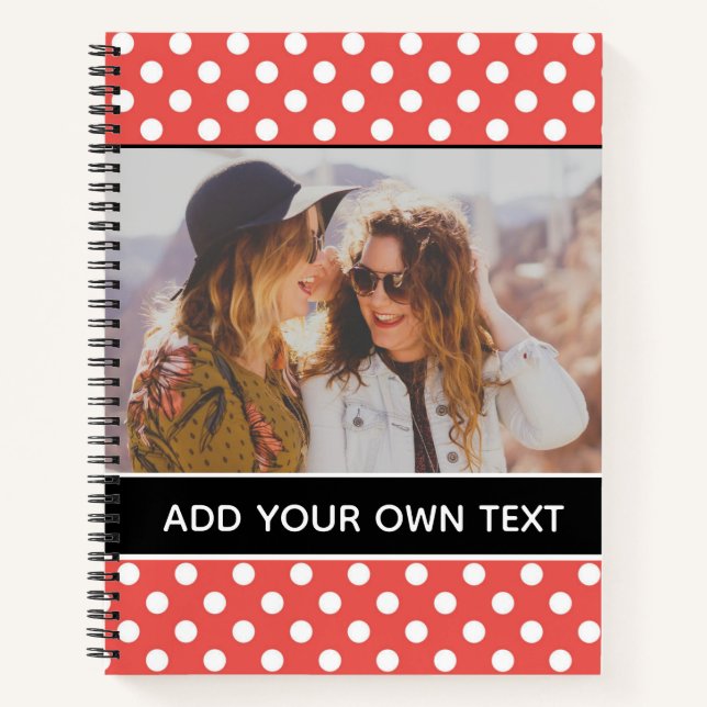 Cuaderno Personalizado de Punto y Polka Rojo Curado Foto y  (Anverso)