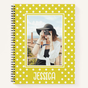 Cuaderno Personalizado de puntos de polka amarillo brillant