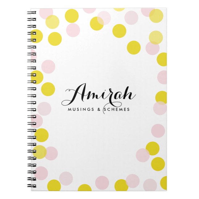 Cuaderno Personalizado de puntos de polka de confe (Frente)