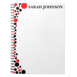 Cuaderno Personalizado de Puntos Rojos y Negros Mo