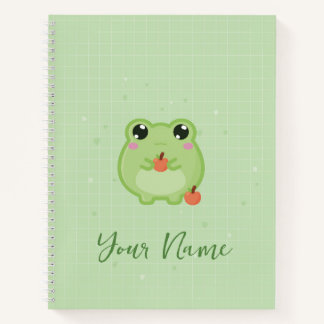 Cuaderno personalizado de rana adorable, diario ve