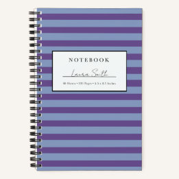 Cuaderno Personalizado de Rayas Moradas y Periwink