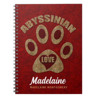 Cuaderno Personalizado de raza de gatos abisinos Chita roja