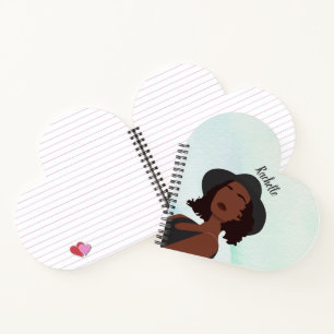 Cuaderno personalizado de reina afroamericana con 
