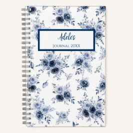 Cuaderno Personalizado de Rosa Azul Acuarela