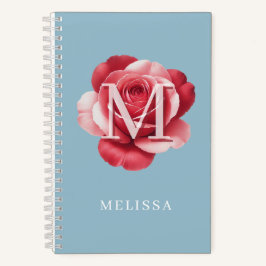 Cuaderno Personalizado de Rosa con Inicial | Flora