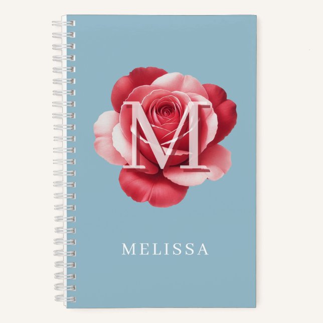 Cuaderno Personalizado de Rosa con Inicial | Flora (Anverso)