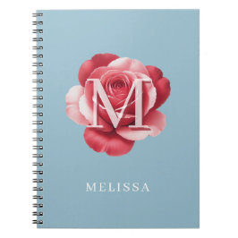 Cuaderno Personalizado de Rosa e Inicial | Floral 