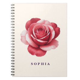 Cuaderno Personalizado de Rosa Roja Elegante Flora