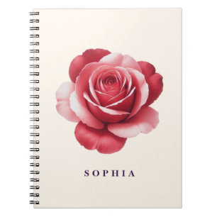 Cuaderno Personalizado de Rosa Roja Elegante Flora