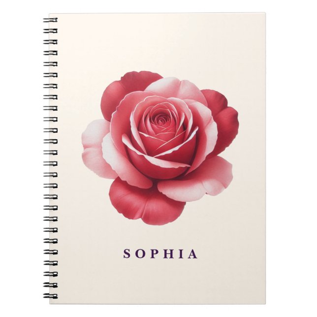 Cuaderno Personalizado de Rosa Roja Elegante Flora (Frente)