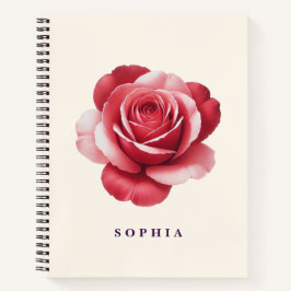 Cuaderno personalizado de rosa roja elegante flora