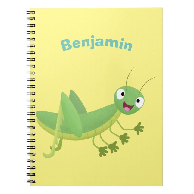 Cuaderno Personalizado de saltamontes alegre verde (Frente)