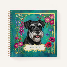 Cuaderno personalizado de Schnauzer negro y plata