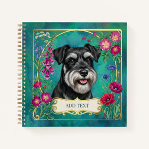 Cuaderno personalizado de Schnauzer negro y plata