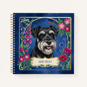 Cuaderno personalizado de Schnauzer negro y plata