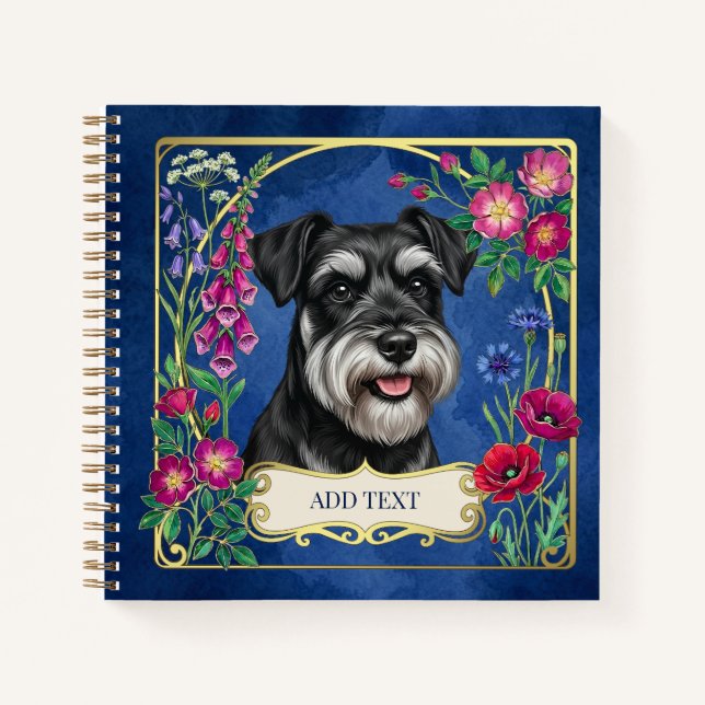 Cuaderno personalizado de Schnauzer negro y plata (Anverso)