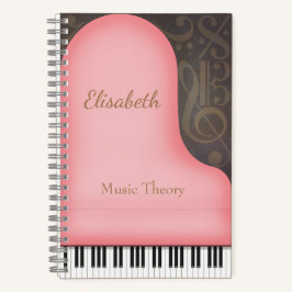 Cuaderno Personalizado de Símbolos de Música Whimsical Pink