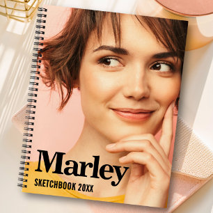 Cuaderno Personalizado de Sketchbook Foto Cuta Nombre de Mo