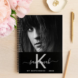 Cuaderno Personalizado de Sketchbook foto monograma blanco
