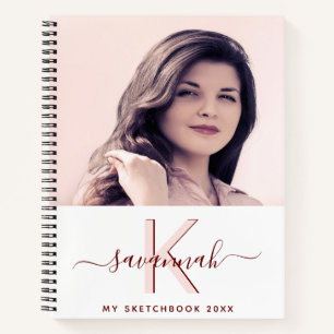 Cuaderno Personalizado de Sketchbook foto monograma de oro