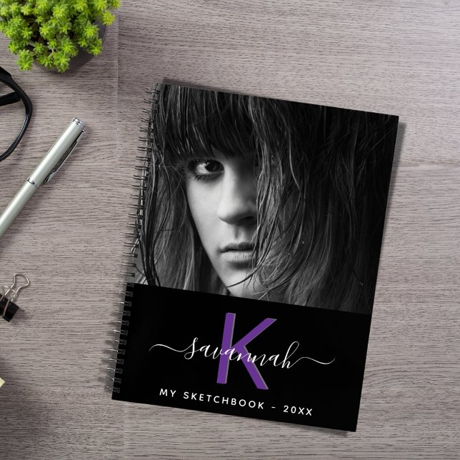 Cuaderno Personalizado de Sketchbook foto monograma morado  (Subido por el creador)