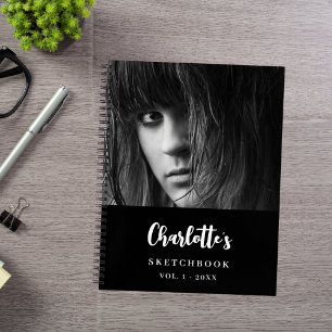 Cuaderno Personalizado de Sketchbook foto nombre blanco neg