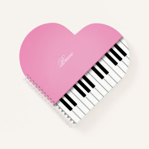 Cuaderno Personalizado de teclado de música bonito Pink Gra