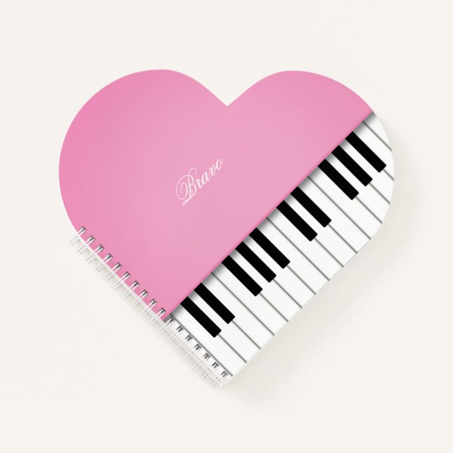 Cuaderno Personalizado de teclado de música bonito Pink Gra (Anverso)