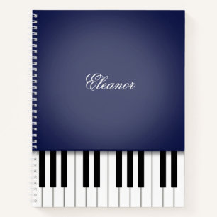 Cuaderno Personalizado de teclado de música de piano azul d