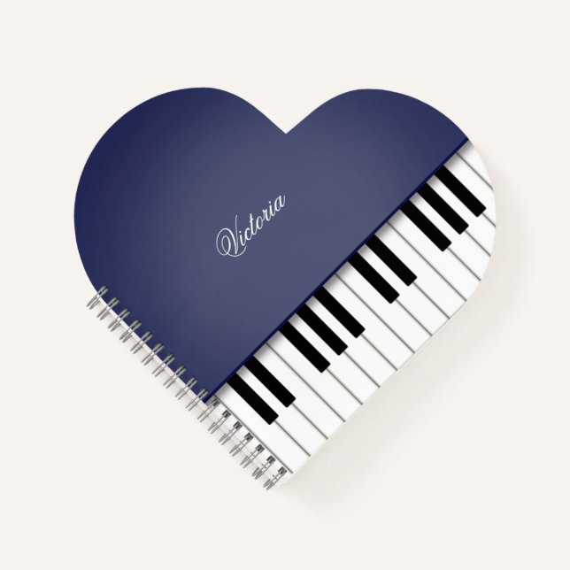 Cuaderno Personalizado de teclado de música de piano azul m (Anverso)
