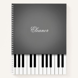 Cuaderno Personalizado de teclado de música de piano gris