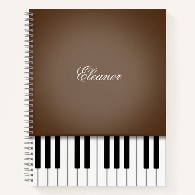 Cuaderno Personalizado de teclado de música de piano marrón (Anverso)