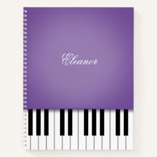 Cuaderno Personalizado de teclado de música de piano púrpur