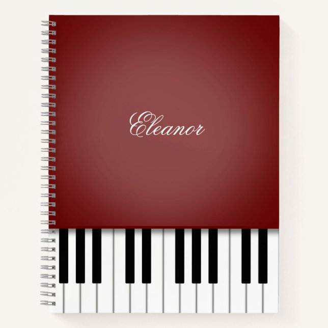 Cuaderno Personalizado de teclado de música de piano rojo o (Anverso)