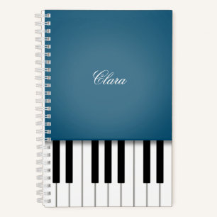 Cuaderno Personalizado de teclado de piano elegante azul Pe