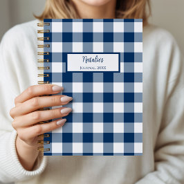 Cuaderno Personalizado de Tela a Cuadros Navy