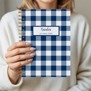 Cuaderno Personalizado de Tela a Cuadros Navy